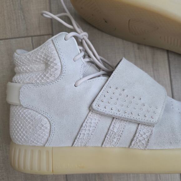 Adidas Tubular Invader Strap Cream Snake High Top Sneakers Men Sz 10.5 BB8943 - Picture 6 of 16